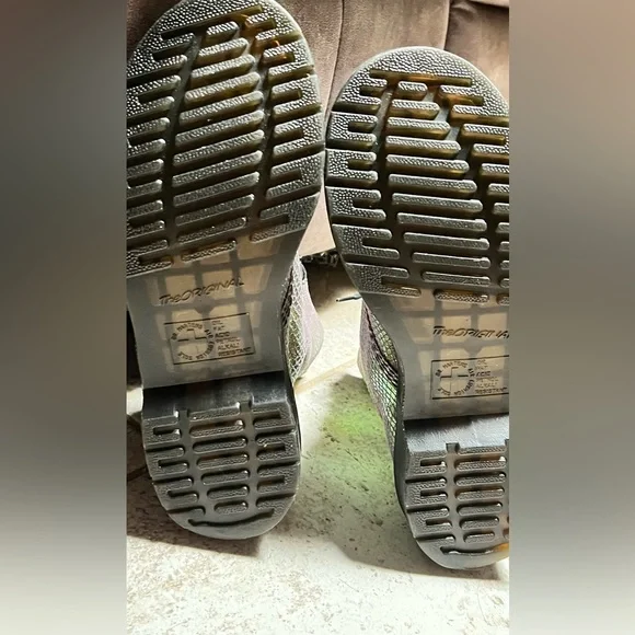 Dr. Marten Pascal Boots Violet Mirror Iridescent Rainbow Mermaid Suede Leather - Picture 9 of 16